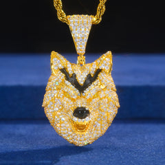 New Hip Hop 925 Sterling Silver Bling 3D Wolf Pendant Necklace Iced Out Moissanite Necklaces for Men Charm Jewelry Gift With GRA