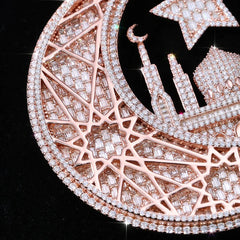 Personalized Moissanite Moon Photo Pendant – Custom 925 Silver Iced-Out Necklace for Men & Women