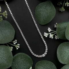 3-6.5mm Size dient All Moissanite Diamond Tennis Necklace with Certificate S925 Silver Riviera Necklaces Neck Chain