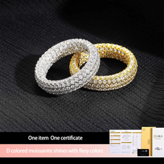Full moissanite S925 ring, hiphop style high end silver ring with GRA certificate suitable for banquets parties bars giving gift