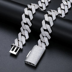 23mm Moissanite Cuban Link Full Diamond  GRA Solid 925 Sterling Silver