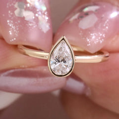 Solid Gold Stackable Ring Set 14K–18K  – Emerald, Oval & Pear-Cut VVS Moissanite Rings