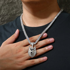 New Hip Hop 925 Sterling Silver Bling 3D Wolf Pendant Necklace Iced Out Moissanite Necklaces for Men Charm Jewelry Gift With GRA