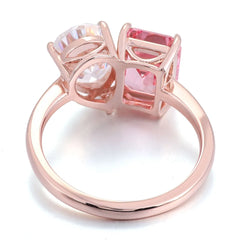 Pink 14K–18K Gold 1CT Emerald-Cut VVS Moissanite Flower Halo Engagement Ring