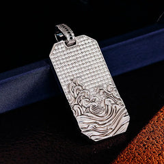 Provence Rectangular VVS Moissanite Pendant – Custom 925 Sterling Silver Necklace for Men