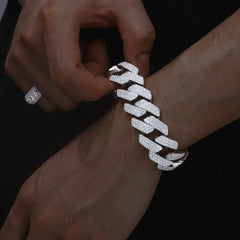 23mm Moissanite Cuban Link Full Diamond  GRA Solid 925 Sterling Silver