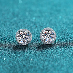 Moissanite VVS1  Round cut Earrings 925 Sterling Silver