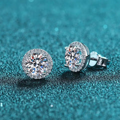 Moissanite VVS1  Round cut Earrings 925 Sterling Silver
