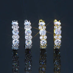 Real 925 Sterling Silver Moisanite Earrings D Color 2.76CTTW. Moisanite Lab Diamond Hoops Earrings Sparking Wedding Fine Jewelry