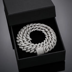 14mm S925 Sterling Silver VVS1 Moissanite Diamond Cuban Link Chain Necklace