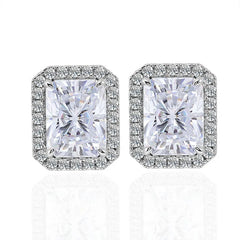 Elegant 18K Octagon Earrings, – 2CT Pear-Cut VVS Moissanite Pendant