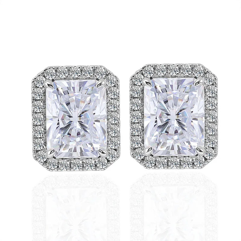 Elegant 18K Octagon Earrings, – 2CT Pear-Cut VVS Moissanite Pendant
