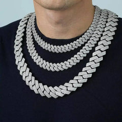 Hot Selling Hip Hop Jewelry Prong Setting GRA 925 Sterling Silver White Gold Plated Miami Moissanite Diamond Mosaic Cuban Chain