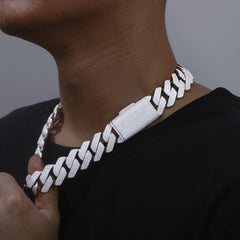 23mm Moissanite Cuban Link Full Diamond  GRA Solid 925 Sterling Silver