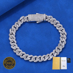 ICEBLING 925 Silver Moissanite 8mm Prong Cuban Link Chain Iced Out Pass Diamond Tester Single Row VVS Necklace Jewelry