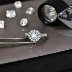 1.5ct Round Shape Halo Moissanite Ring S925 Sterling Silver 18K Plated Lab Diamond Engagement Rings For Women Jewelry