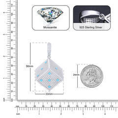 Glowing Dice VVS Moissanite Pendant – 925 Sterling Silver Iced-Out Necklace for Men