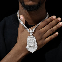 Full Iced Out Bling Moissanite Jesus Head Pendant For Men Big Religious Jesus Christ Necklace Hip Hop Christian Rock Rapper Jewe