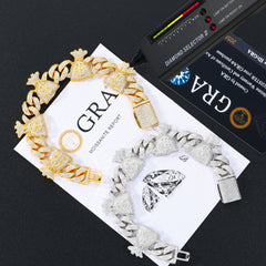 TUHE 925 Sterling Silver Fortune Bag Bracelet – Unisex VVS Moissanite Chain Design