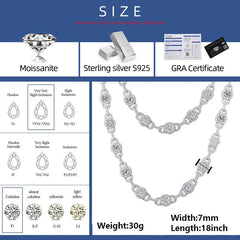 Iced Out D Color Moissanite Necklace for Man Women S925 Sterling Silver Hip Hop Link Chains Jewelry Diamond GRA Certificate